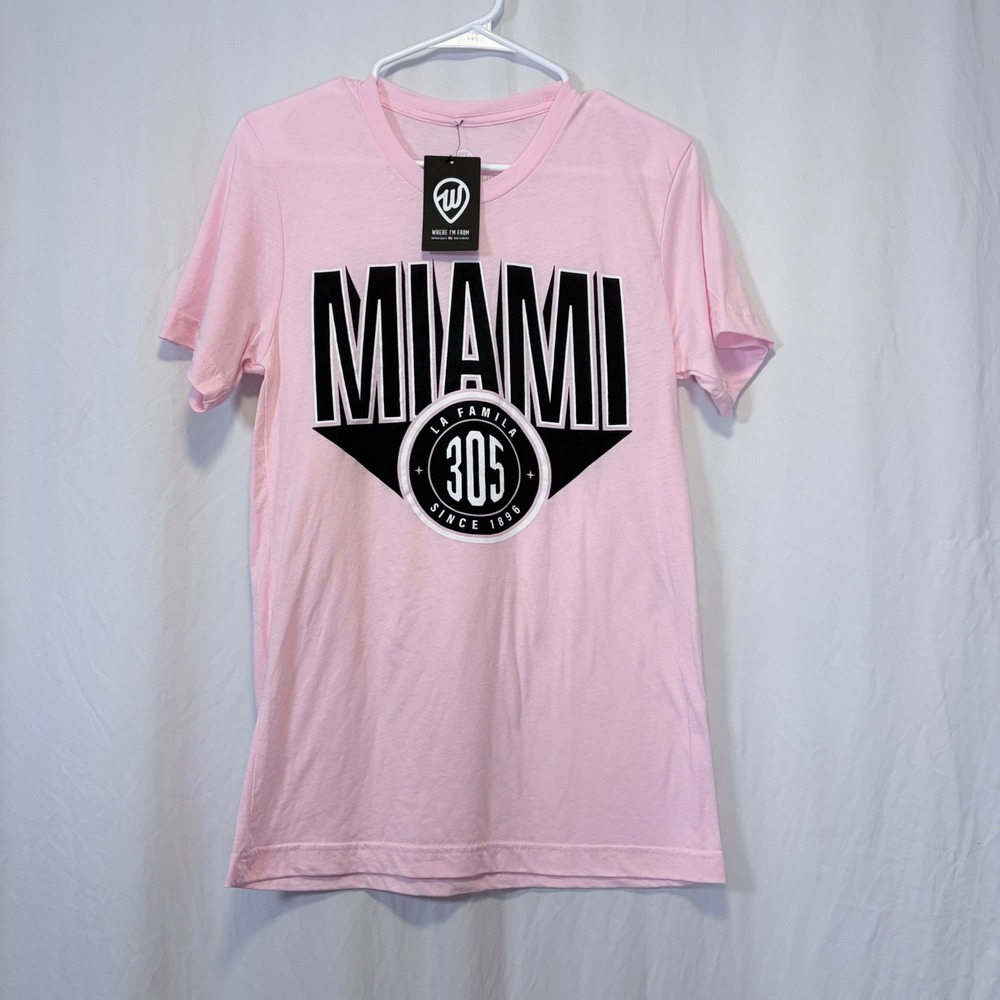 Where I'm From Miami‎ T-Shirt 305 Graphic Pink Short Sleeve Tri-Blend Small